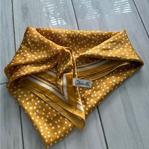Cleobella Mustard Polka Dot Scarf Large 32/33" Polyester